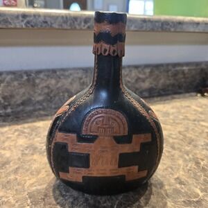 Hand Tooled Leather‎ Wrapped Bottle from Bogota, Columbia